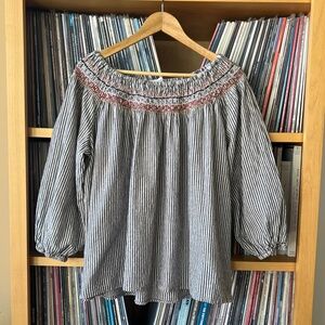 THE GREAT Striped Boho Blouse